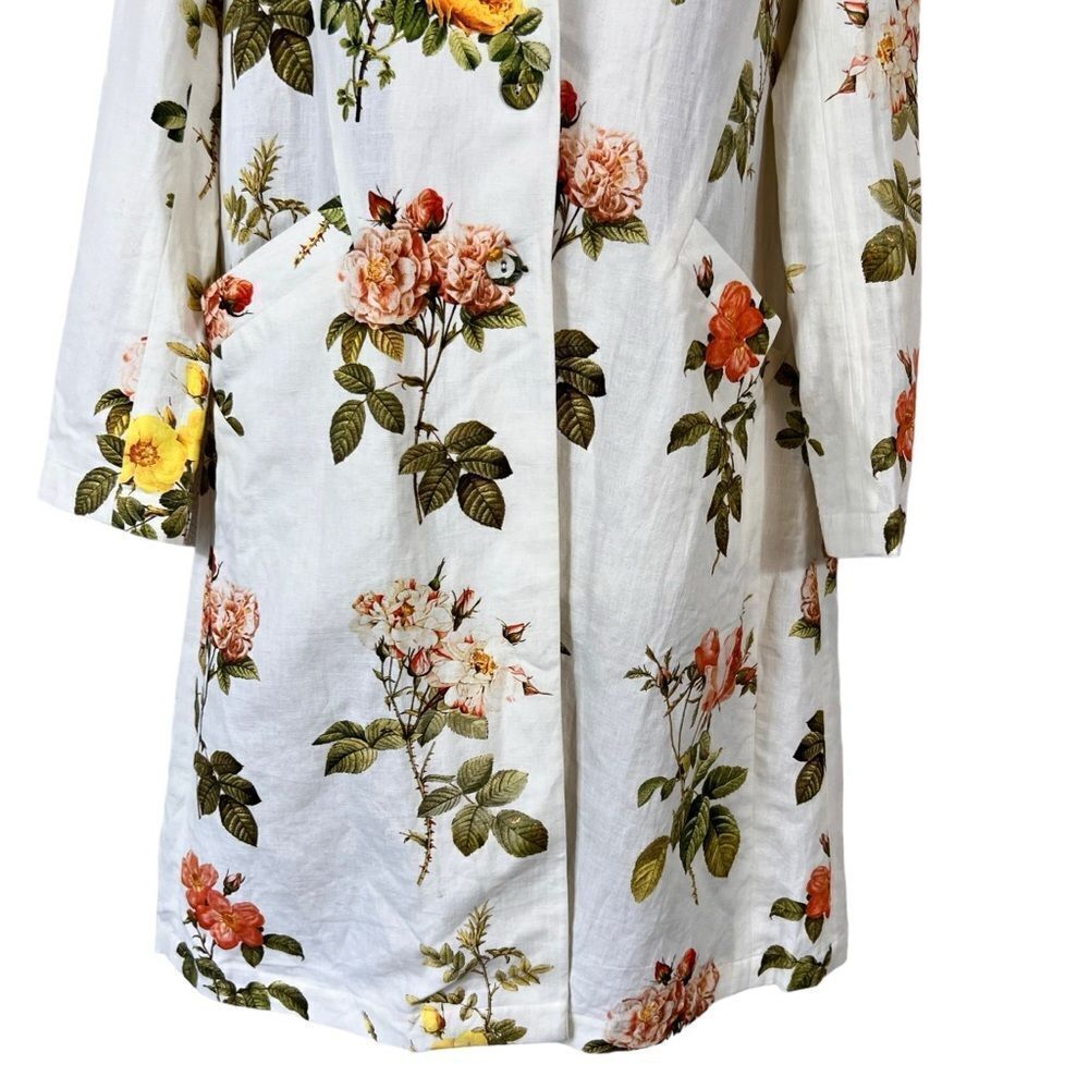 Anthropologie Payal Pratap Floral Longline Linen Blazer Jacket - Picture 4 of 13